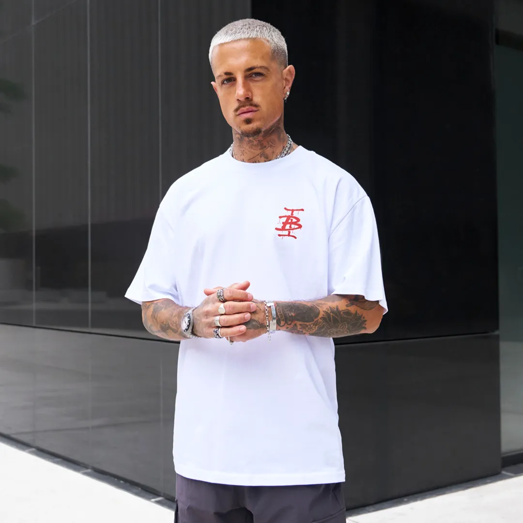 Tonali Oversized T-Shirt - White/Red sold by be inspired product image thumbnail 3