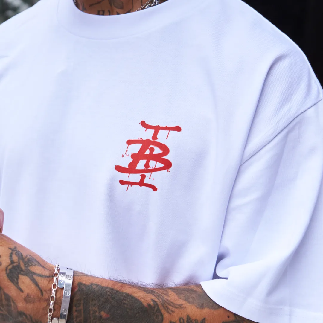 Tonali Oversized T-Shirt - White/Red sold by be inspired product image thumbnail 5