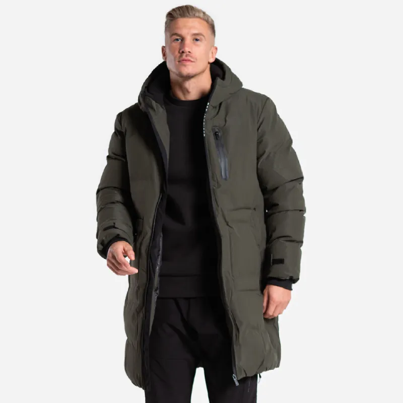 Merge Longline Jacket - Khaki sold by be inspired