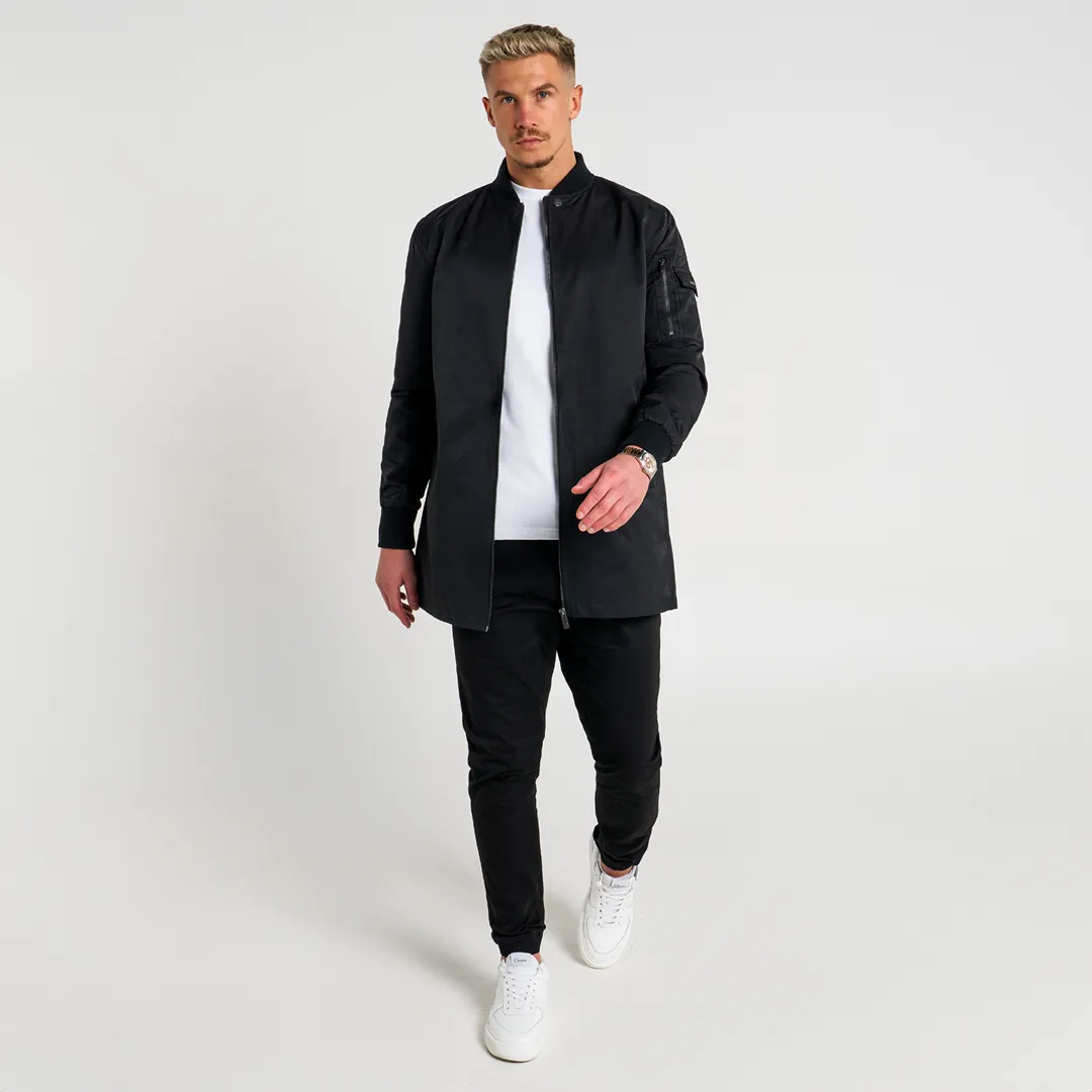 Neves Longline Bomber Jacket - Black sold by be inspired product image thumbnail 2