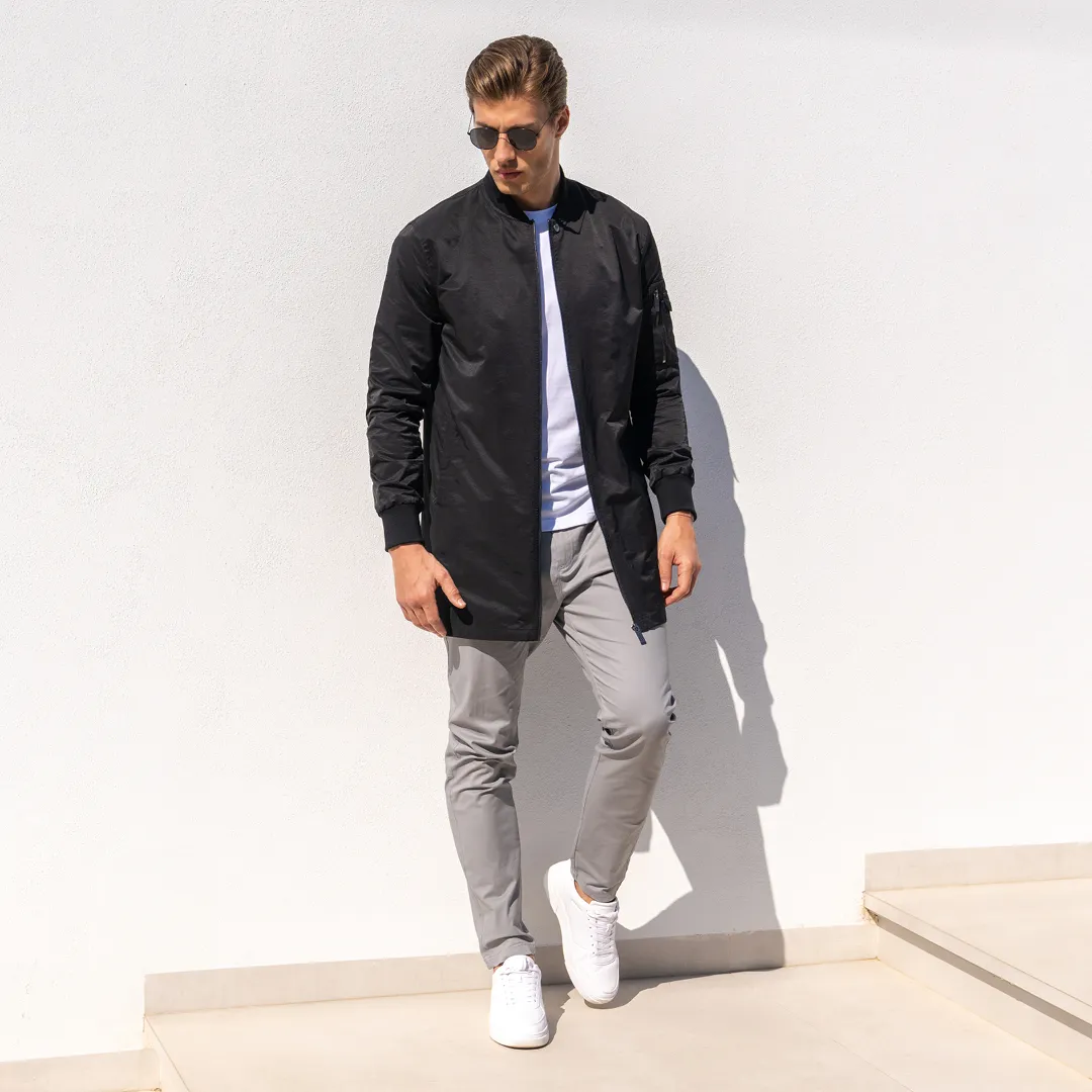Neves Longline Bomber Jacket - Black sold by be inspired product image thumbnail 5