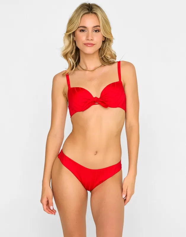 Elle Push Up Top - Red Shiny Wide Rib sold by Beach Bunny