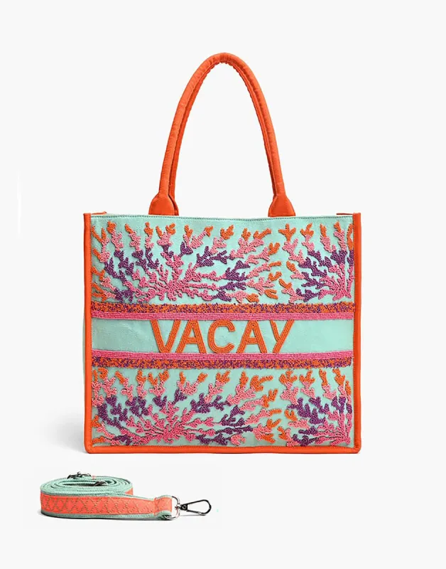 Caribbean Vacay Tote by America & Beyond - Orange sold by Beach Bunny
