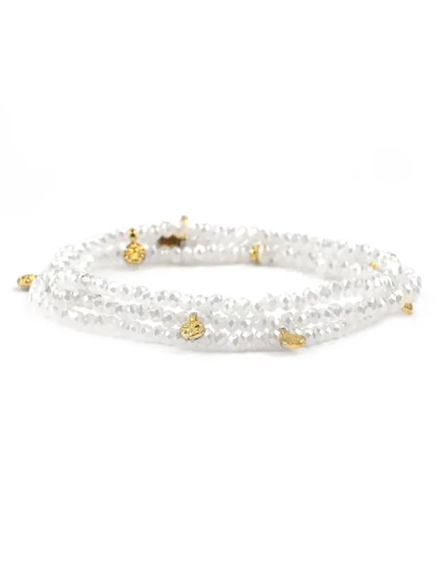 Mini Disc Stretch Wrap by Marlyn Schiff - Gold/White sold by Beach Bunny