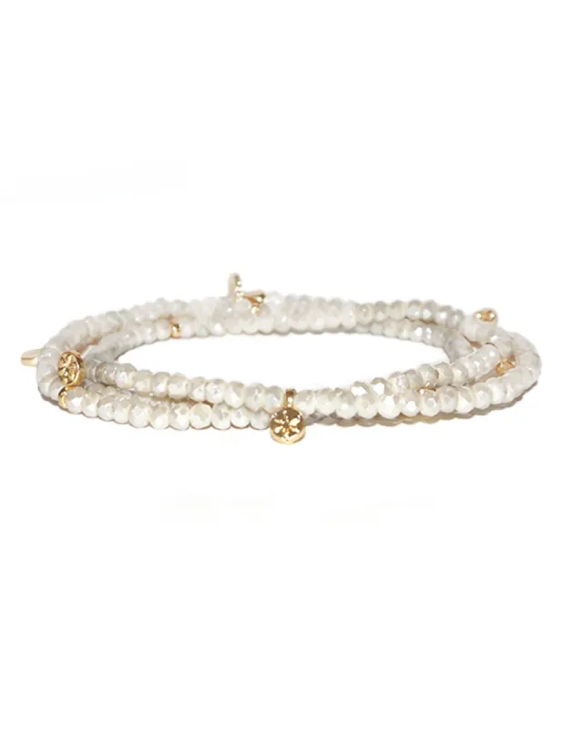 Mini Disc Stretch Wrap by Marlyn Schiff - Gold/Light Grey sold by Beach Bunny