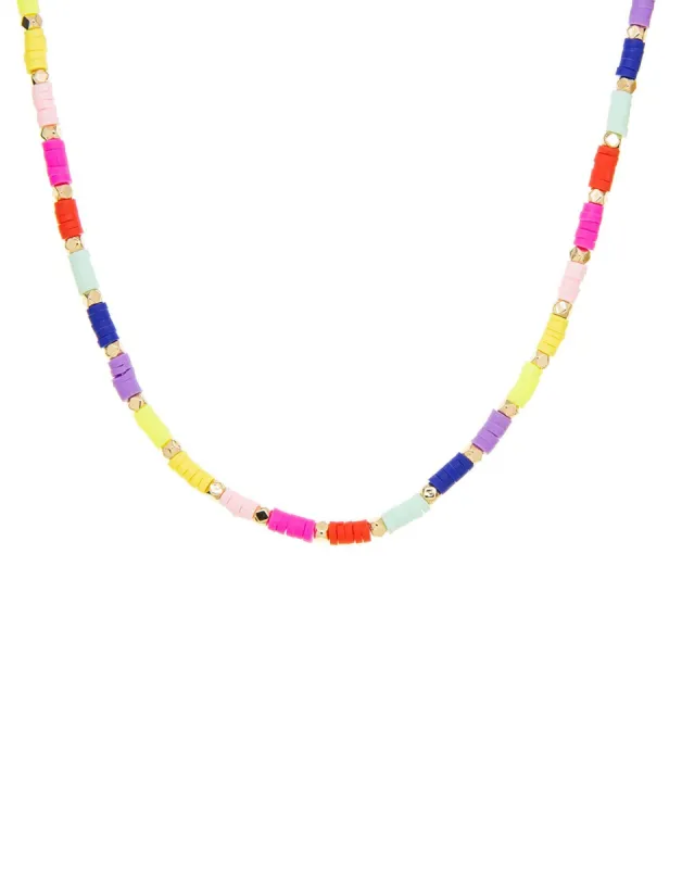 Colored Mini Heishi Necklace by Marlyn Schiff - Rainbow Multi sold by Beach Bunny