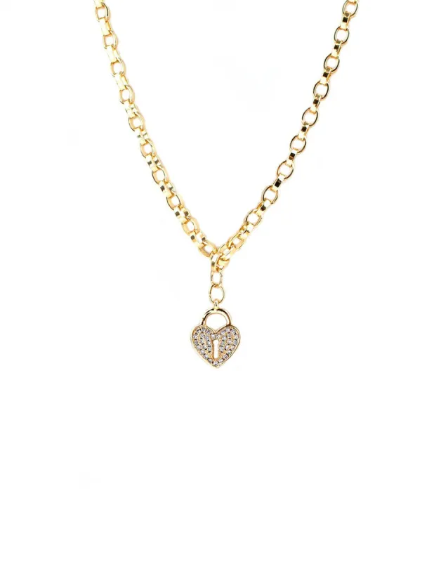 Pave Heart Necklace by Marlyn Schiff - Gold sold by Beach Bunny
