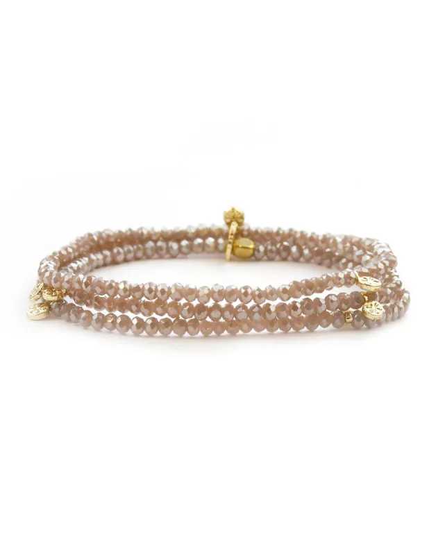 Mini Disc Stretch Wrap by Marlyn Schiff - Gold/Taupe sold by Beach Bunny