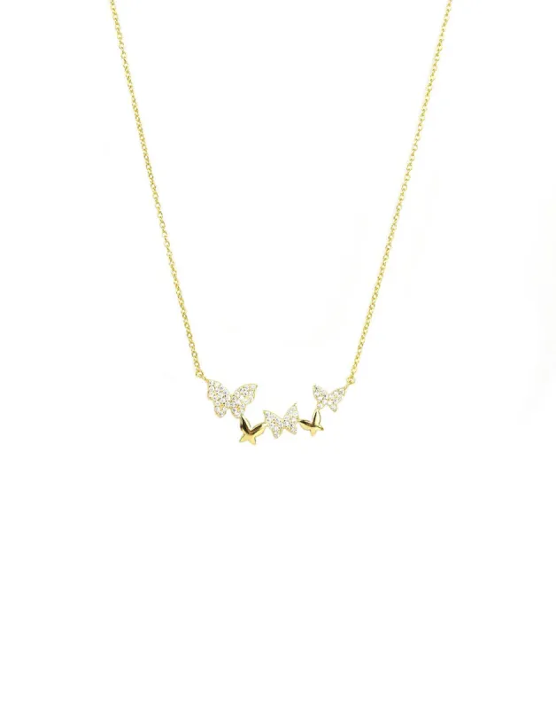 Butterfly Cluster Necklace by Marlyn Schiff - Gold sold by Beach Bunny