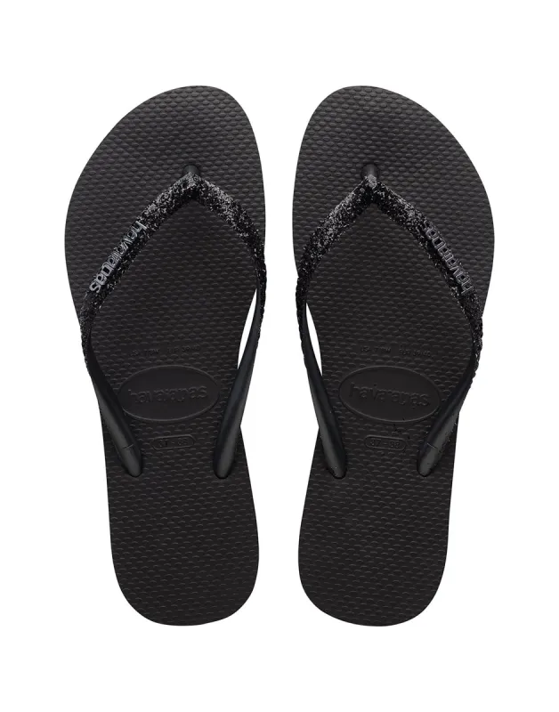 Slim Glitter II Sandal by Havaianas - Black sold by Beach Bunny