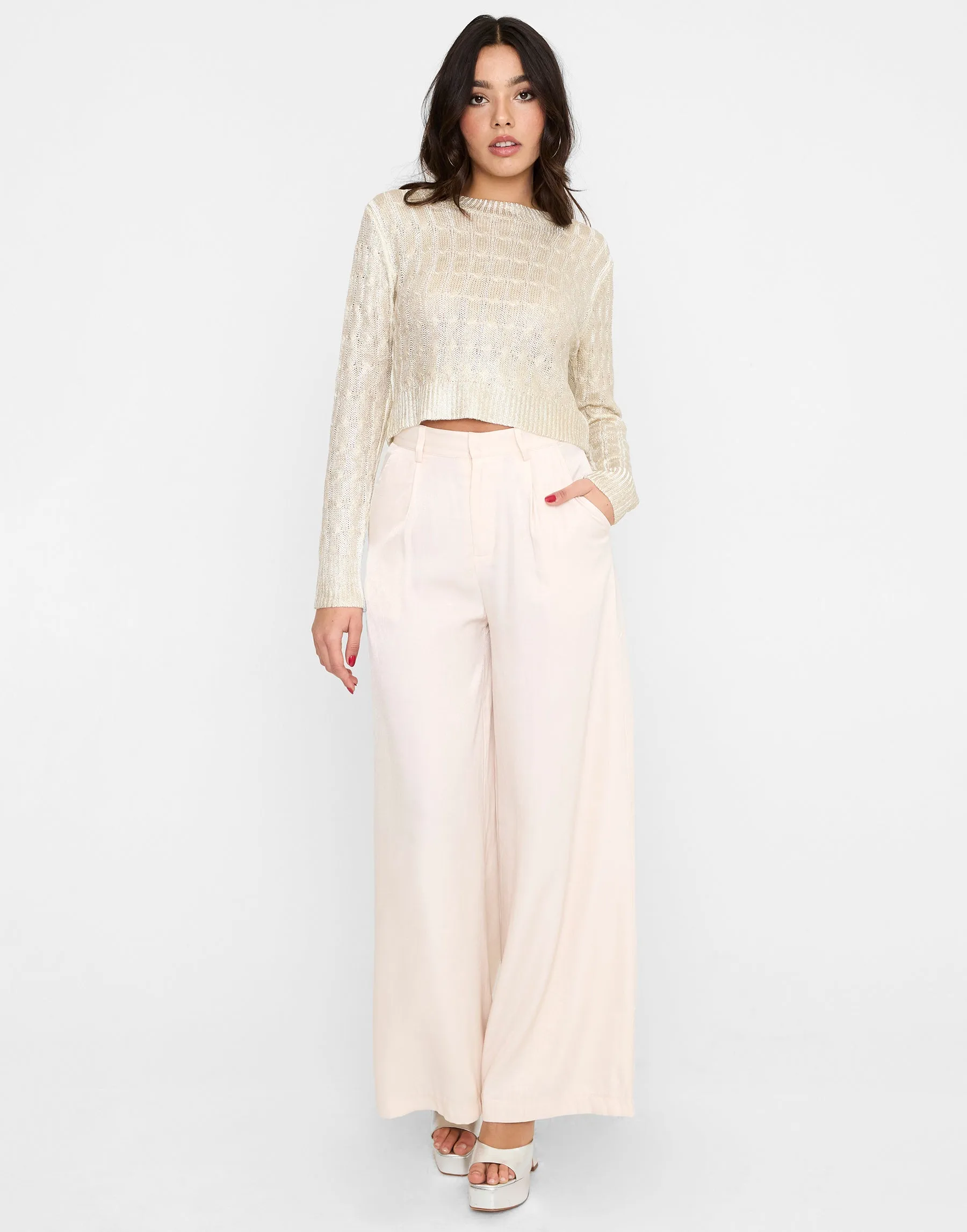 Jayda Wide Leg Pant by Summer Haus - Beige sold by Beach Bunny product image thumbnail 2