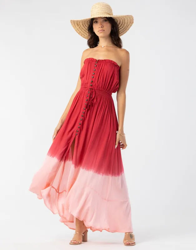 Ryden Maxi Dress by Tiare Hawaii - Ruby Peach Ombre sold by Beach Bunny