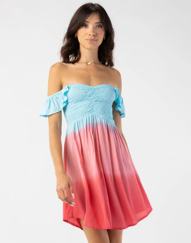 Hollie Mini Dress by Tiare Hawaii - Aqua Coral Ombre sold by Beach Bunny