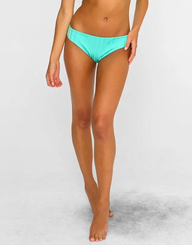Gloria Full Bottom - Aqua Shiny Wide Rib sold by Beach Bunny