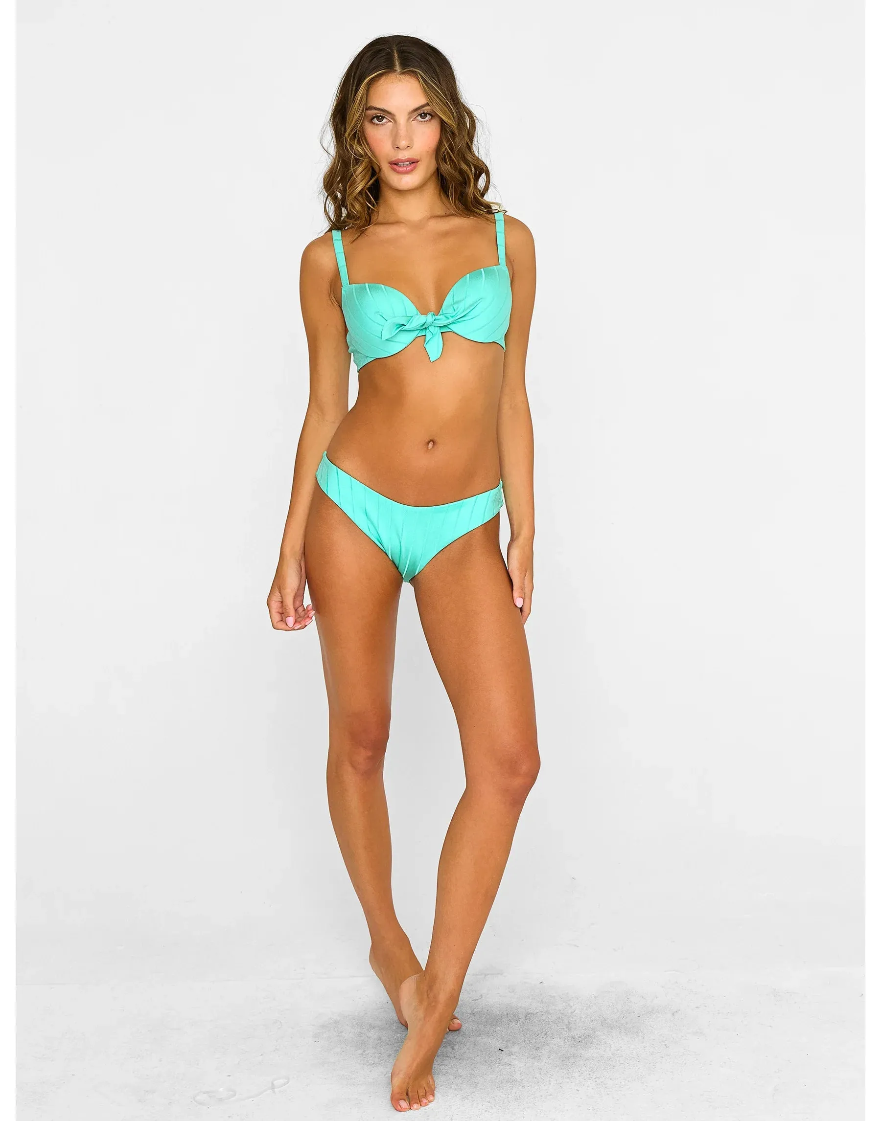 Elle Push Up Top - Aqua Shiny Wide Rib sold by Beach Bunny product image thumbnail 3