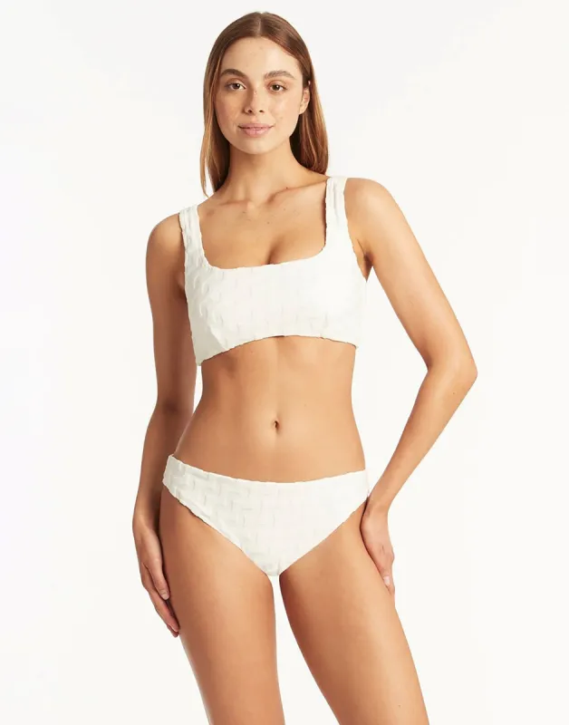 Oceano Low Square Neck Bralette Top by Sea Level - White made by Beach Bunny