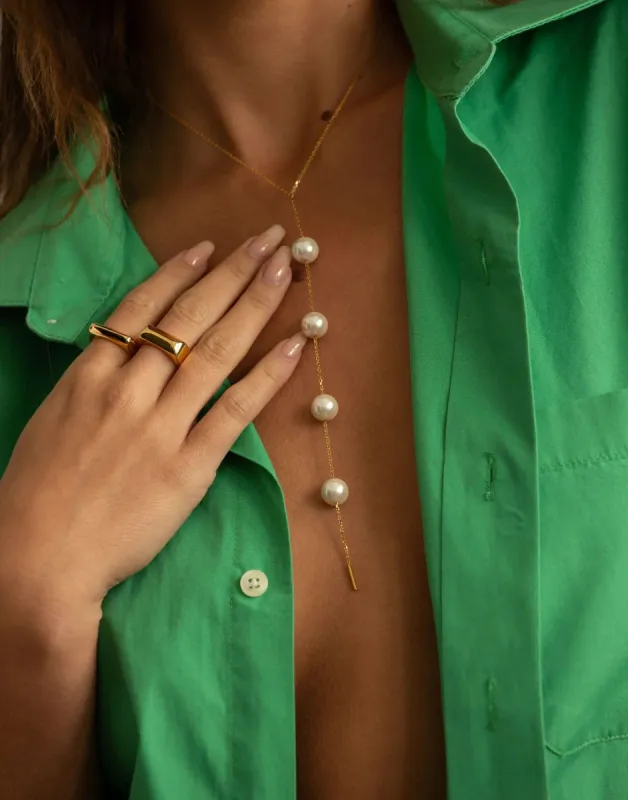 Cindy Pearl Lariat by Sahira Jewelry Design - Gold made by Beach Bunny