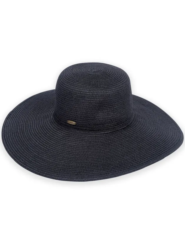 Paper Braid Floppy Hat by Sun N Sand - Black sold by Beach Bunny