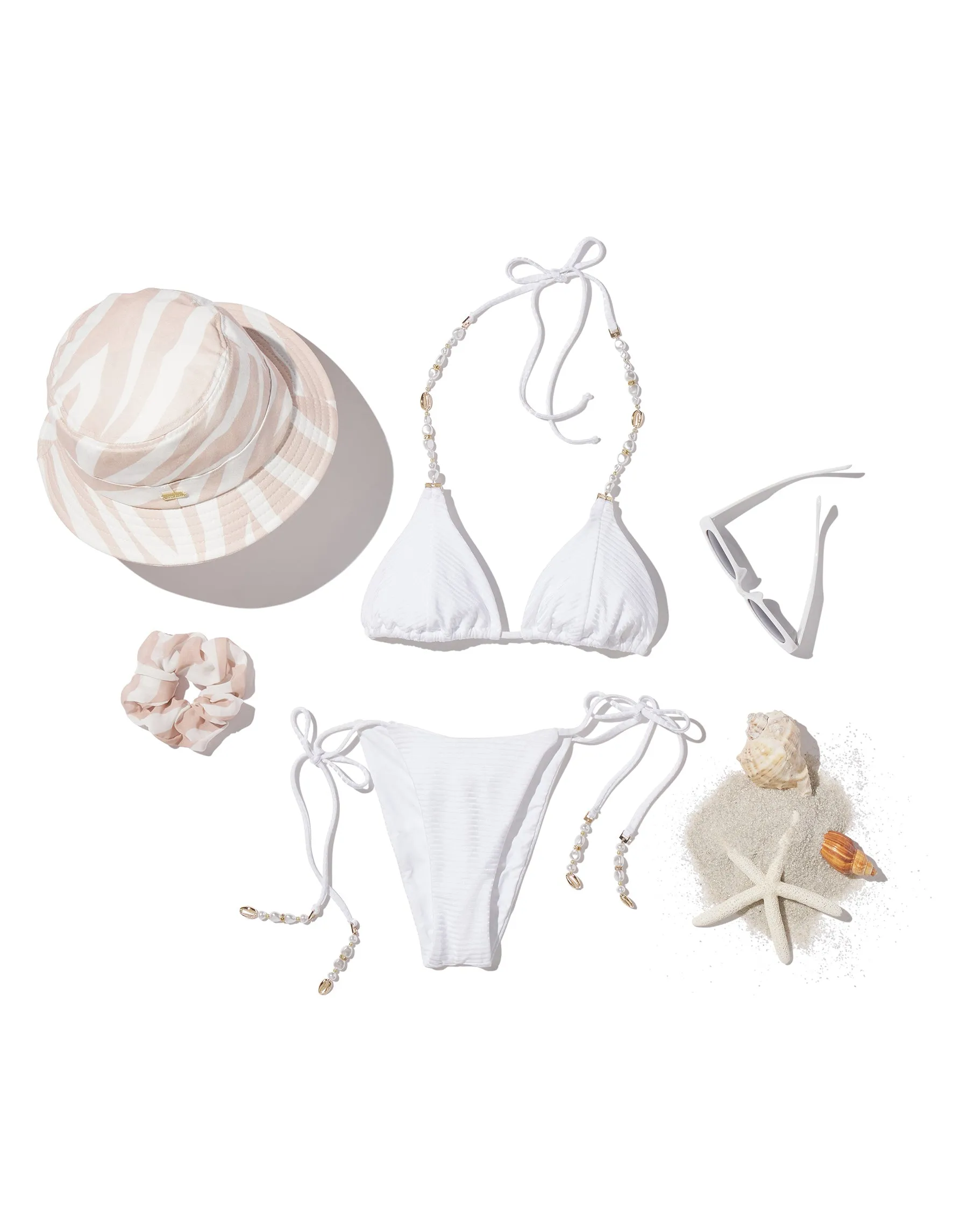 Constance Tie Side Bottom - White Shiny Rib sold by Beach Bunny product image thumbnail 5