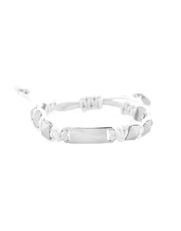 Pull Tie Bracelet by Marlyn Schiff - Silver/White made by Beach Bunny