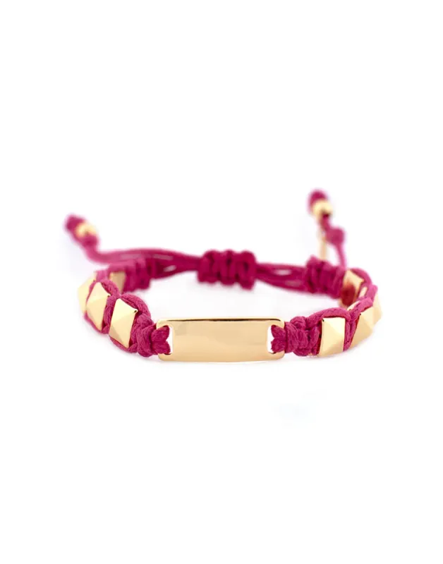 Pull Tie Bracelet by Marlyn Schiff - Gold/Fuchsia made by Beach Bunny