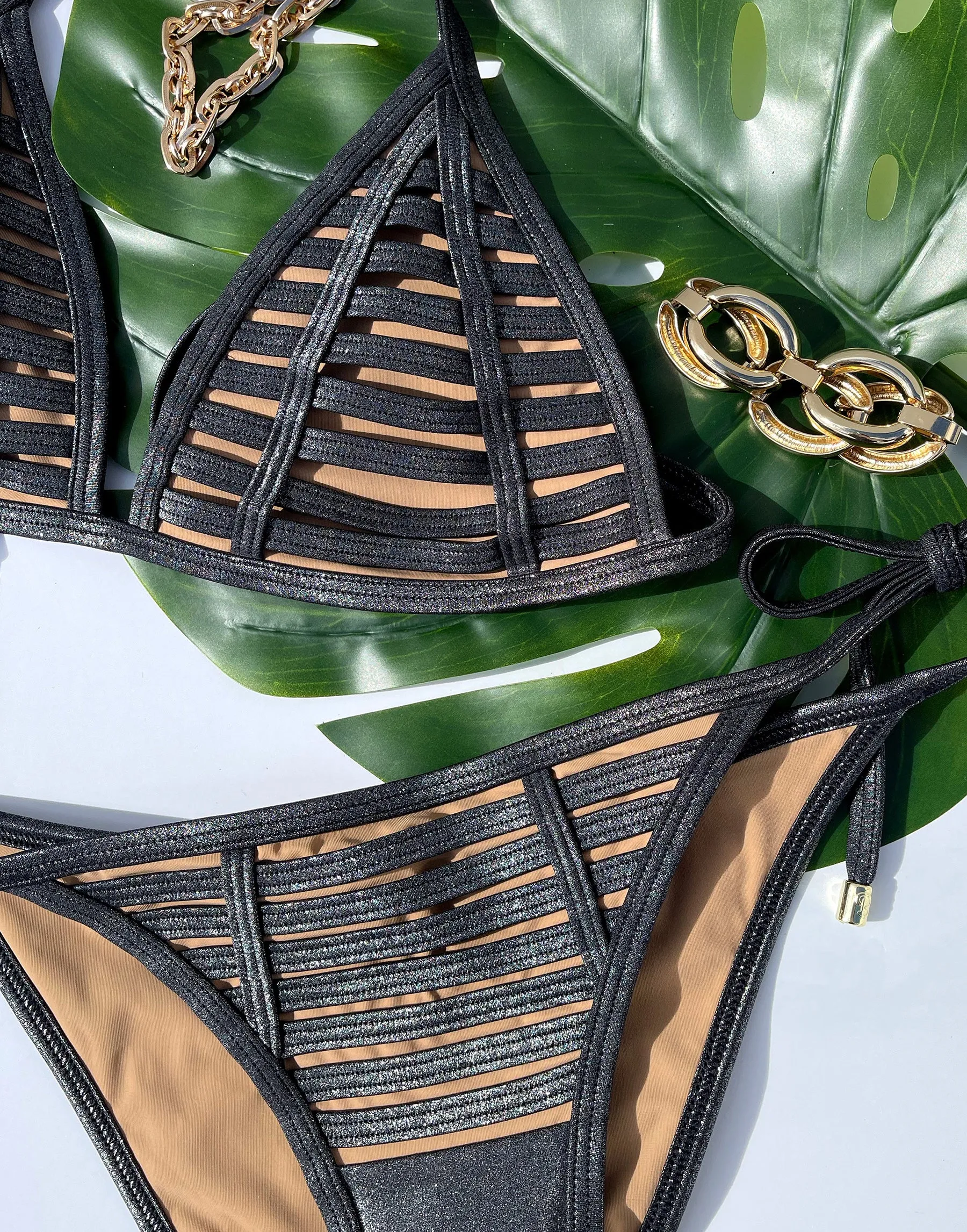 Hard Summer Tie Side Bottom - Black Silver sold by Beach Bunny product image thumbnail 5