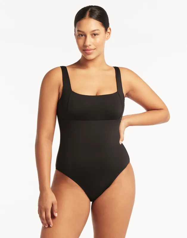 Essentials Square Neck One Piece by Sea Level - Black made by Beach Bunny