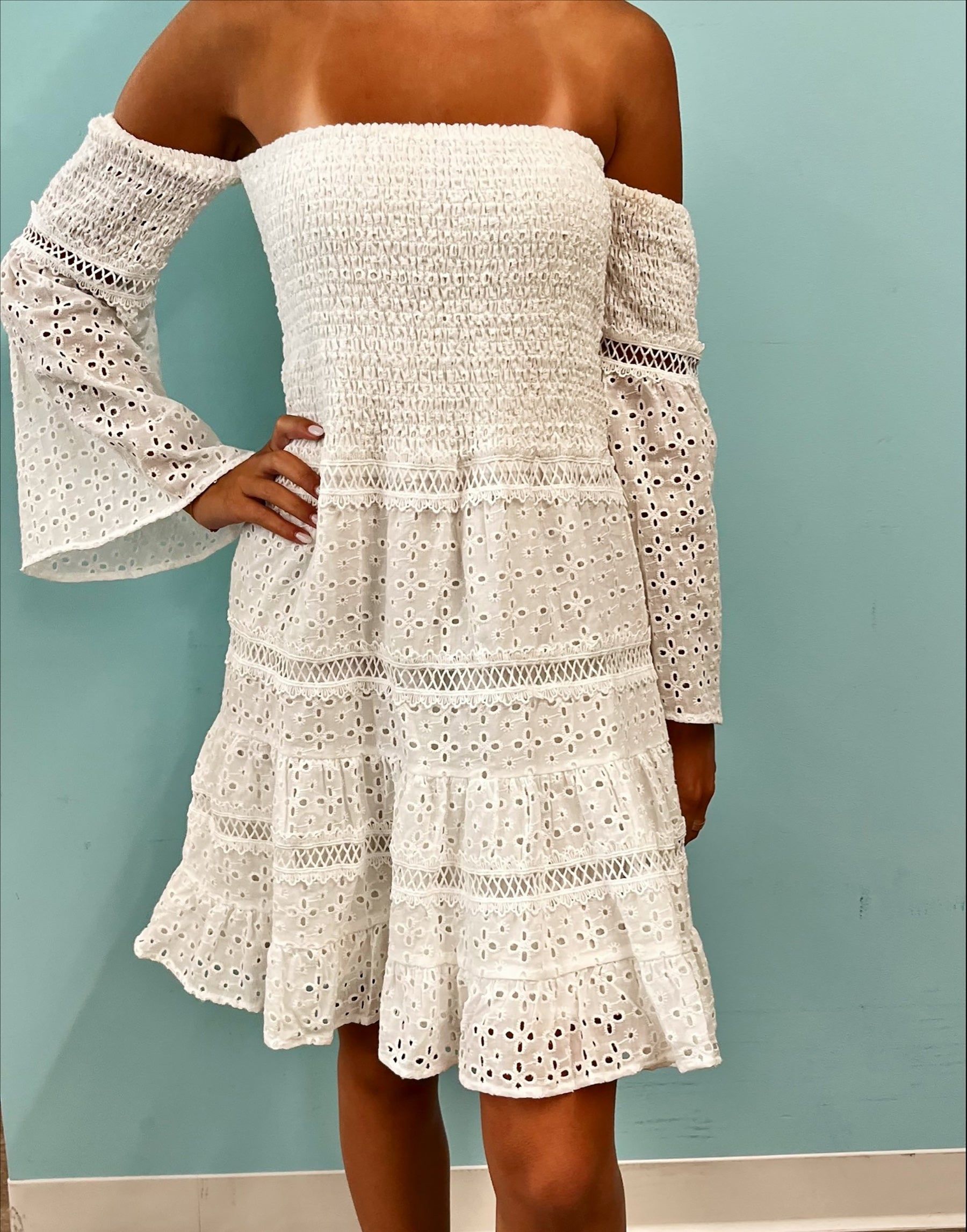 Tiffany Off Shoulder Dress by Summer Haus - White sold by Beach Bunny product image thumbnail 3