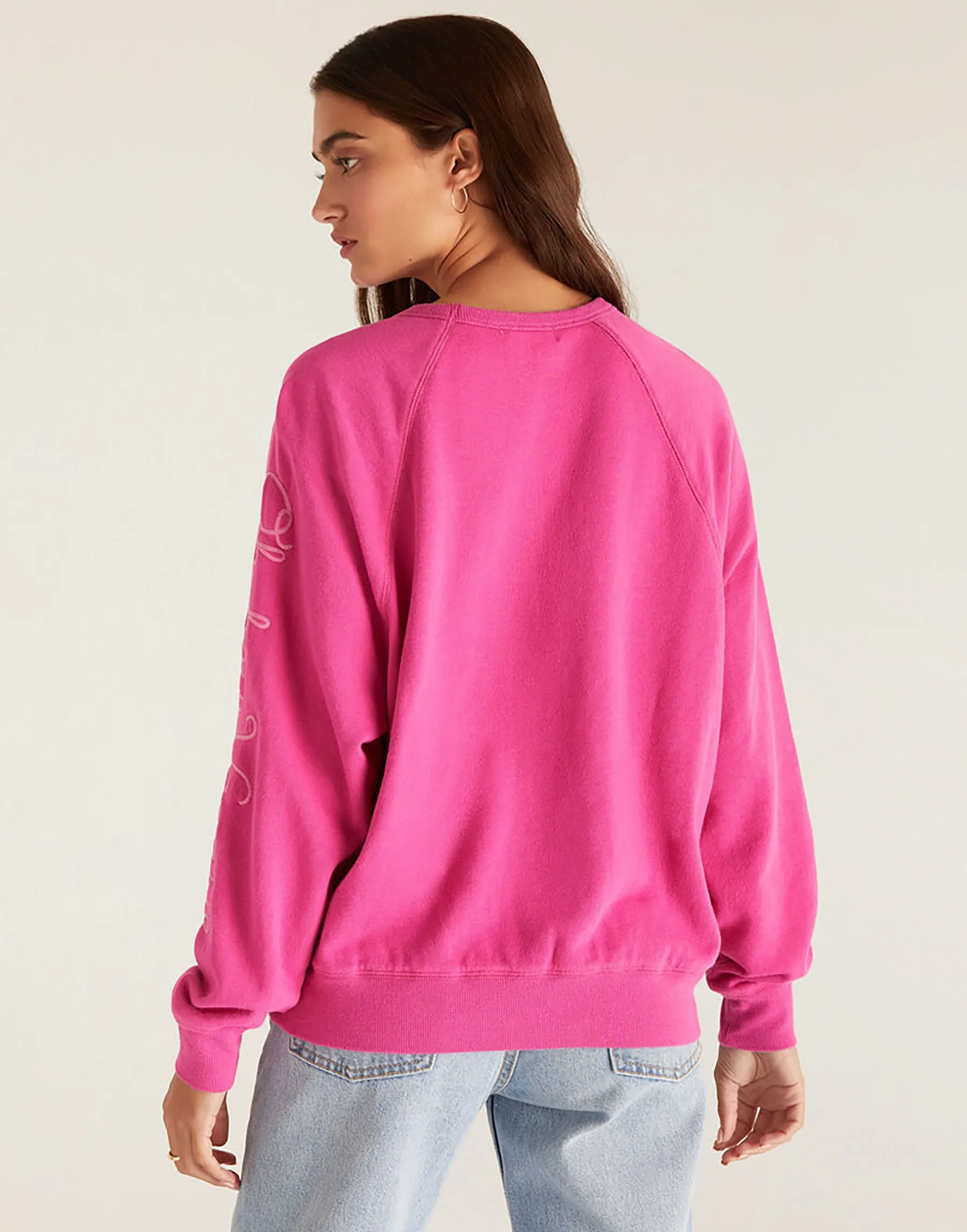 Vintage Statement Sweatshirt by Z Supply - Fiesta Fuchsia sold by Beach Bunny product image thumbnail 3