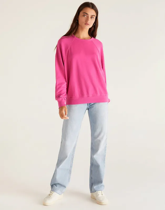 Vintage Statement Sweatshirt by Z Supply - Fiesta Fuchsia sold by Beach Bunny