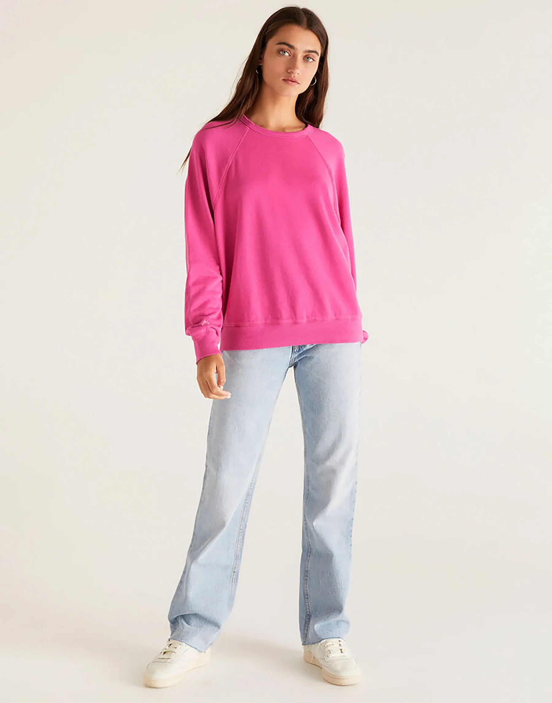 Vintage Statement Sweatshirt by Z Supply - Fiesta Fuchsia sold by Beach Bunny