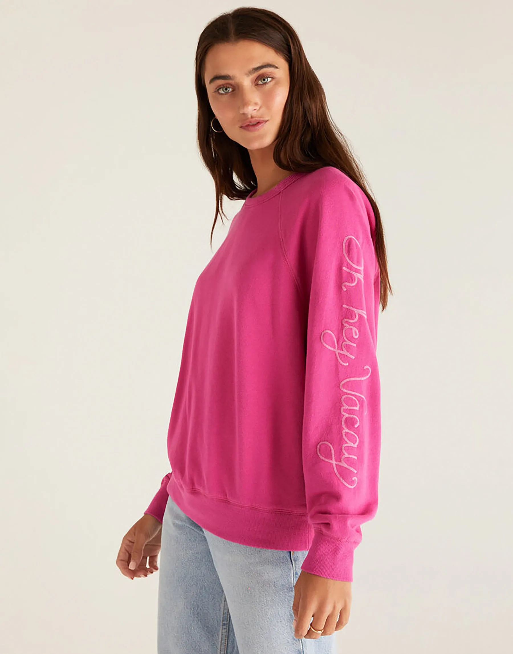 Vintage Statement Sweatshirt by Z Supply - Fiesta Fuchsia sold by Beach Bunny product image thumbnail 4