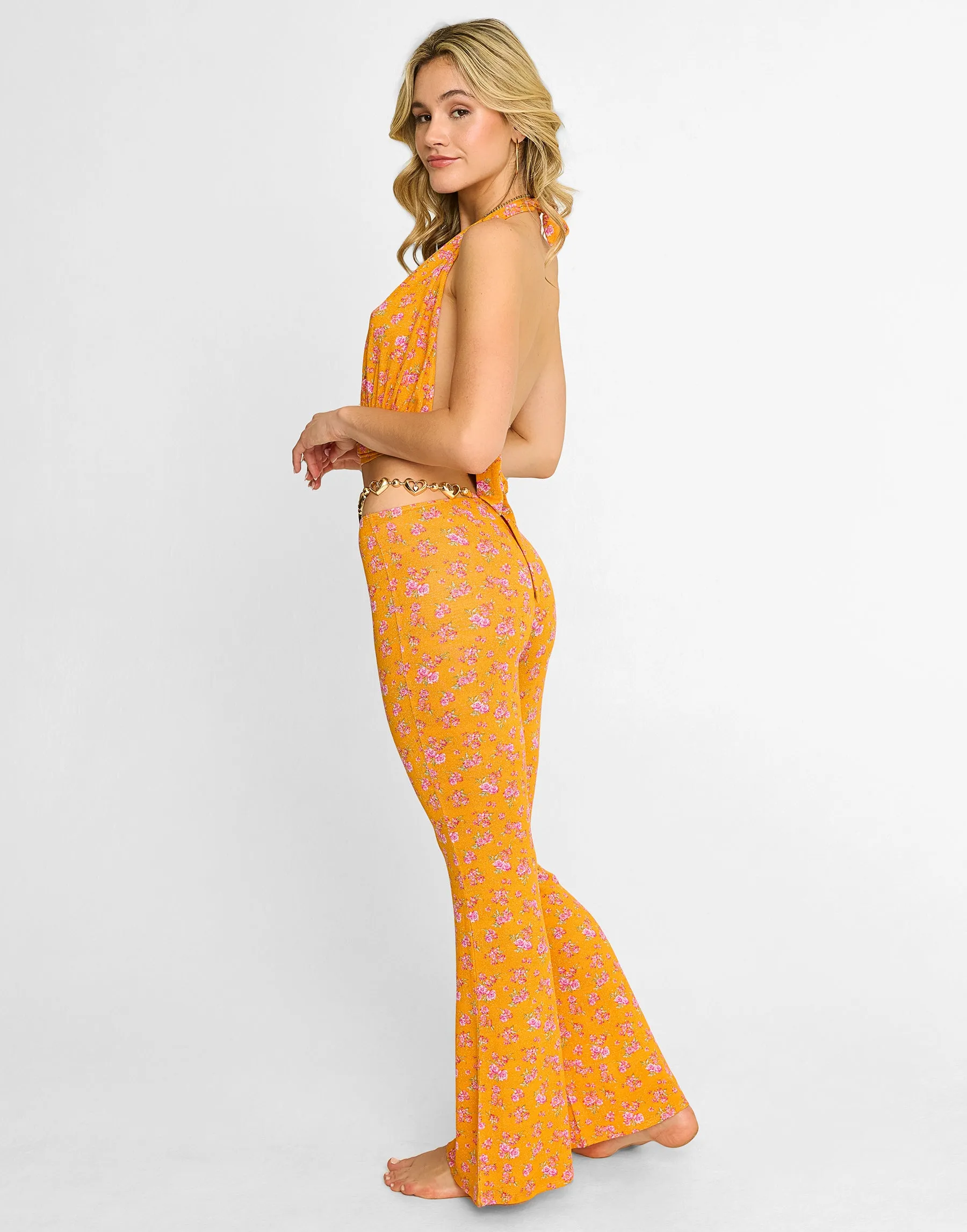 Saddie Wrap Top - Orange Ditsy Floral sold by Beach Bunny product image thumbnail 2