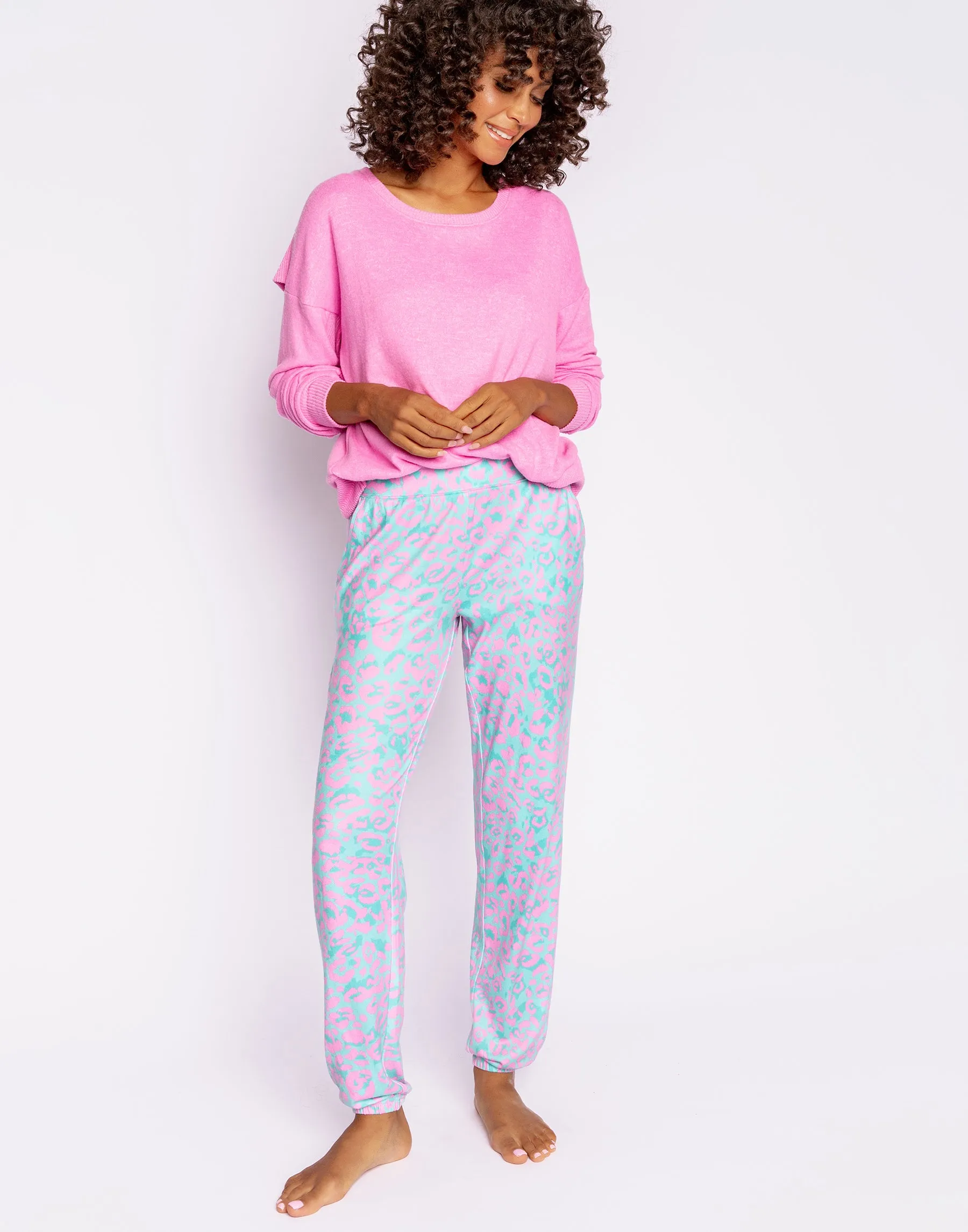Leopard Dreams Jogger by P.J. Salvage - Aqua sold by Beach Bunny product image thumbnail 4