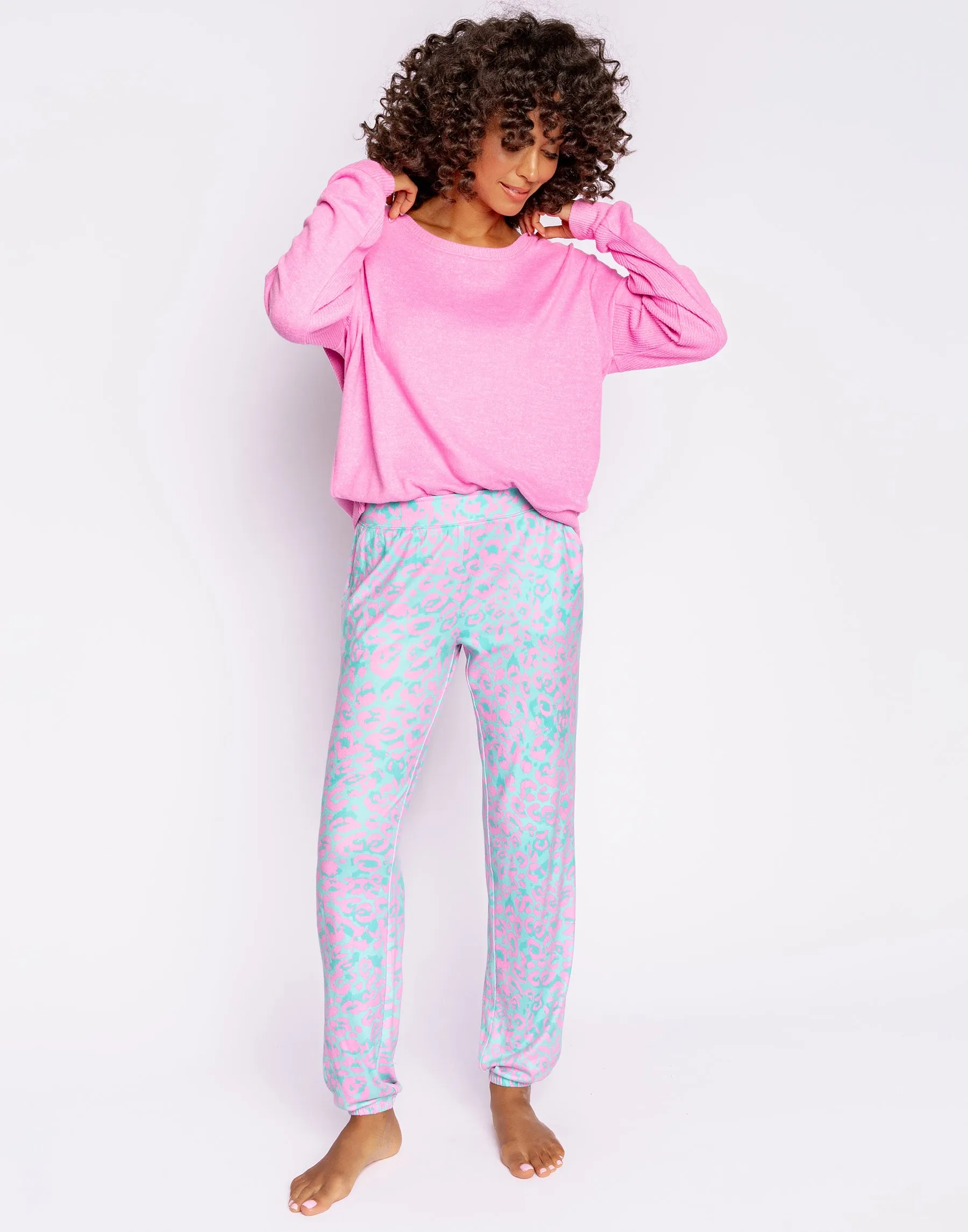 Leopard Dreams Jogger by P.J. Salvage - Aqua sold by Beach Bunny product image thumbnail 3