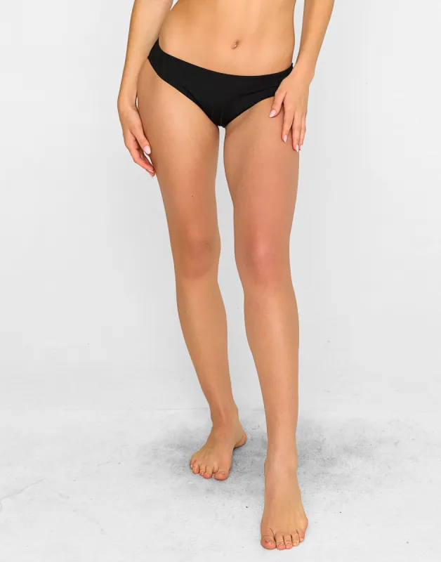 Gloria Full Bottom - Black Shiny Wide Rib sold by Beach Bunny