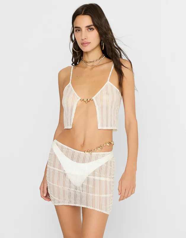 Saddie Crop Top - White/Gold sold by Beach Bunny