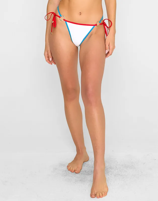 Selena Skimpy Bottom - White/Red/Blue sold by Beach Bunny
