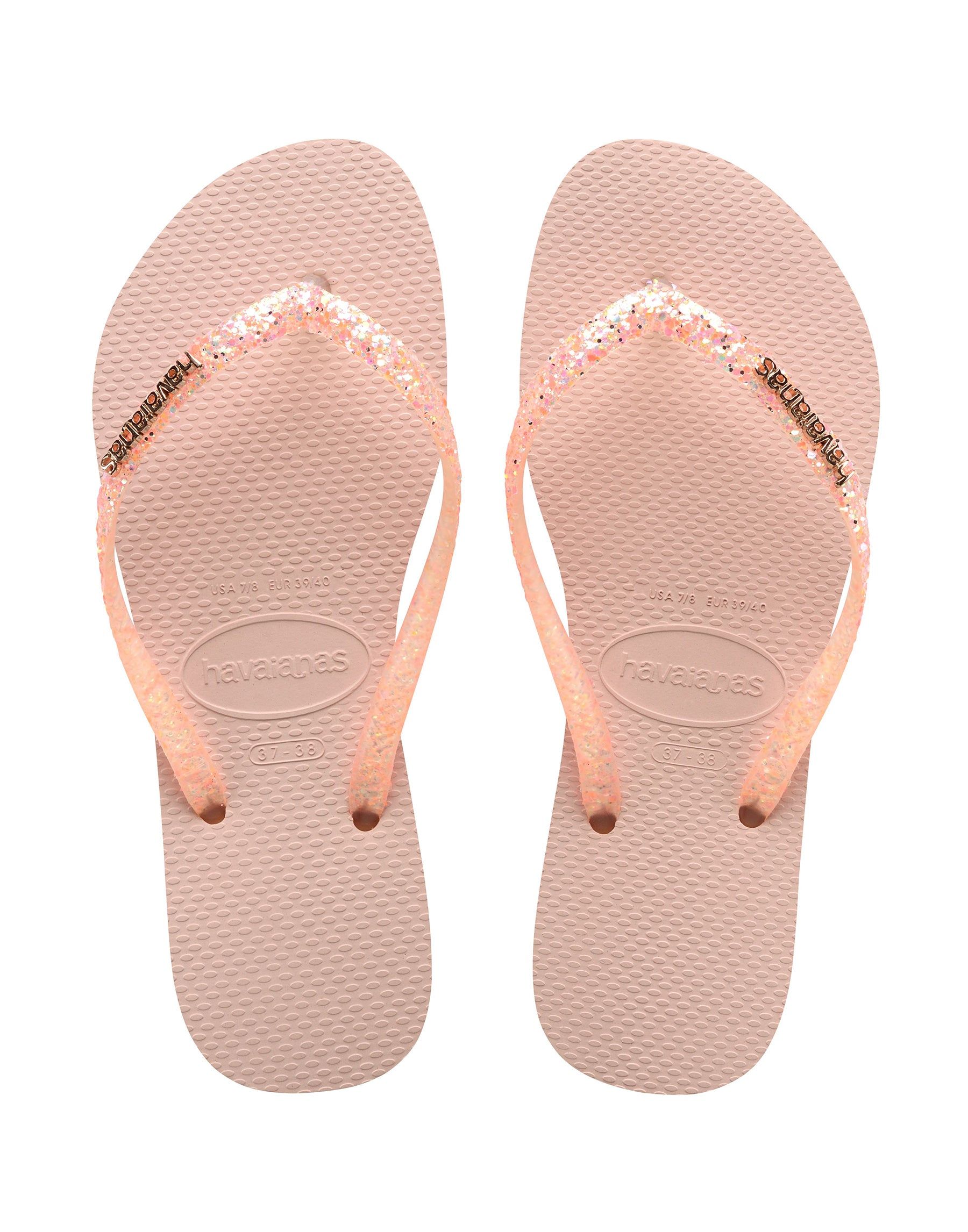 Slim Glitter Flourish Sandal by Havaianas - Macaron Pink sold by Beach Bunny