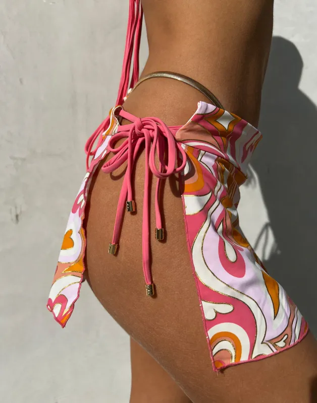 Madeline Mini Skirt - Pink/Orange Multi made by Beach Bunny