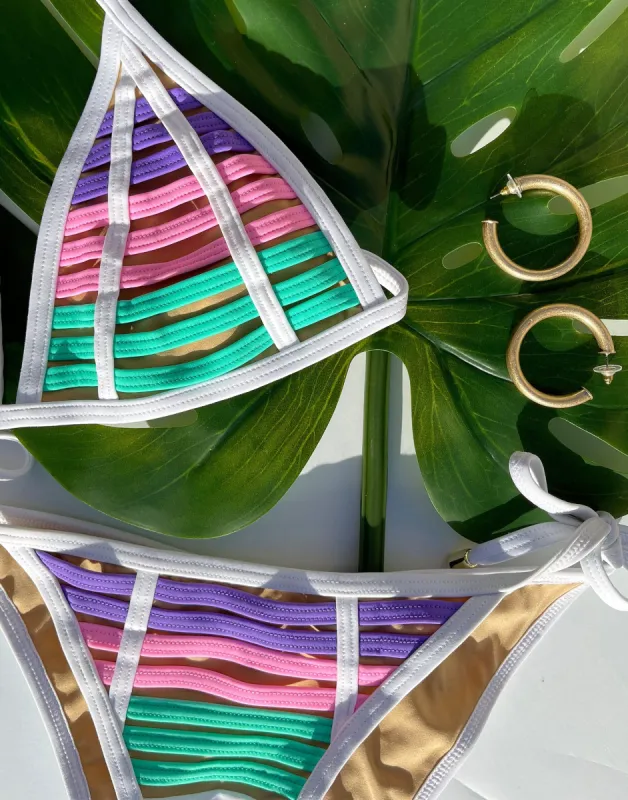 Hard Summer Triangle Top - Pastel Multi sold by Beach Bunny