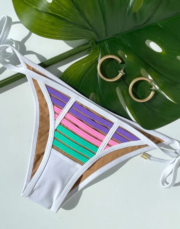 Hard Summer Tie Side Bottom - Pastel Multi sold by Beach Bunny