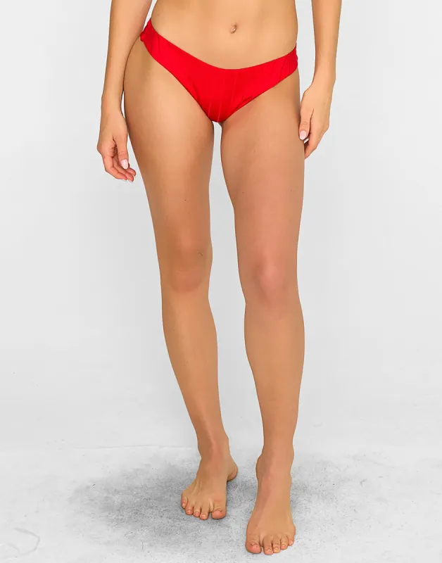 Gloria Skimpy Bottom - Red Shiny Wide Rib sold by Beach Bunny