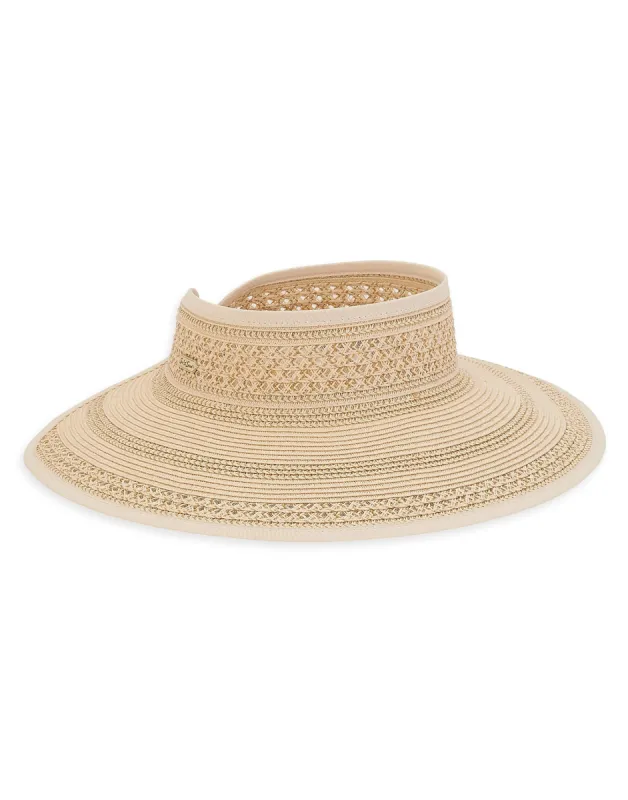 Paper Braid Wide Brim Visor by Sun N Sand - Natural made by Beach Bunny
