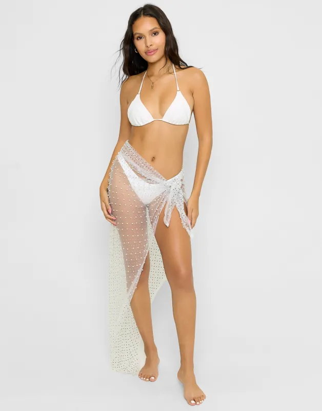 Sin City Pearl Mesh Sarong - White sold by Beach Bunny