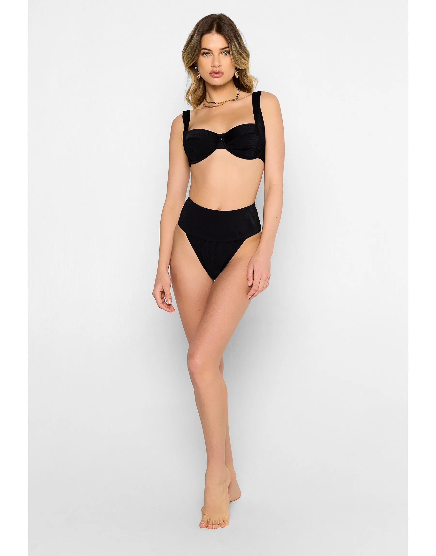 Portia High Waist Bottom - Black Rib sold by Beach Bunny product image thumbnail 2