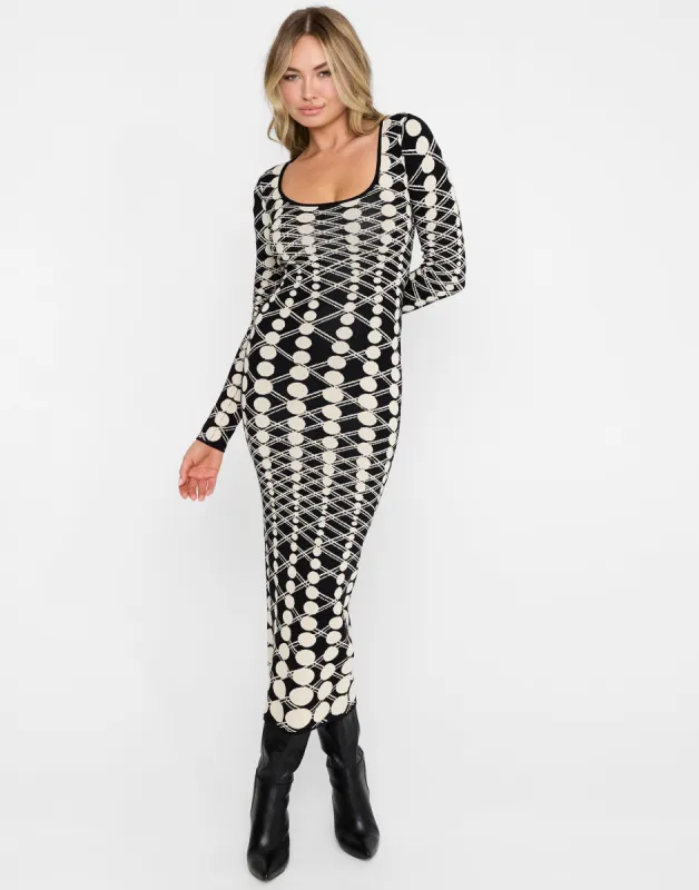 Quincy Midi Dress by Summer Haus - Black/Cream made by Beach Bunny
