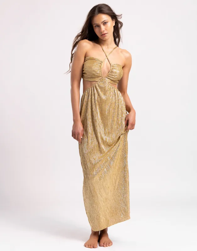 Naomi Maxi Dress by Summer Haus - Metallic Gold sold by Beach Bunny
