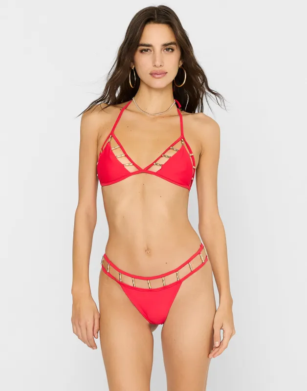 Billie Triangle Top - Red sold by Beach Bunny