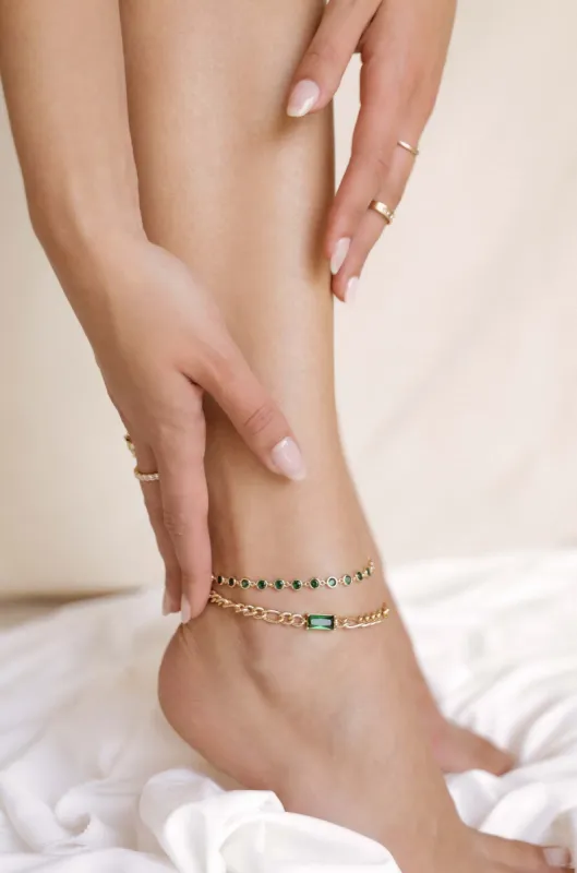Bejeweled Emerald Anklet Set by Ettika sold by Beach Bunny